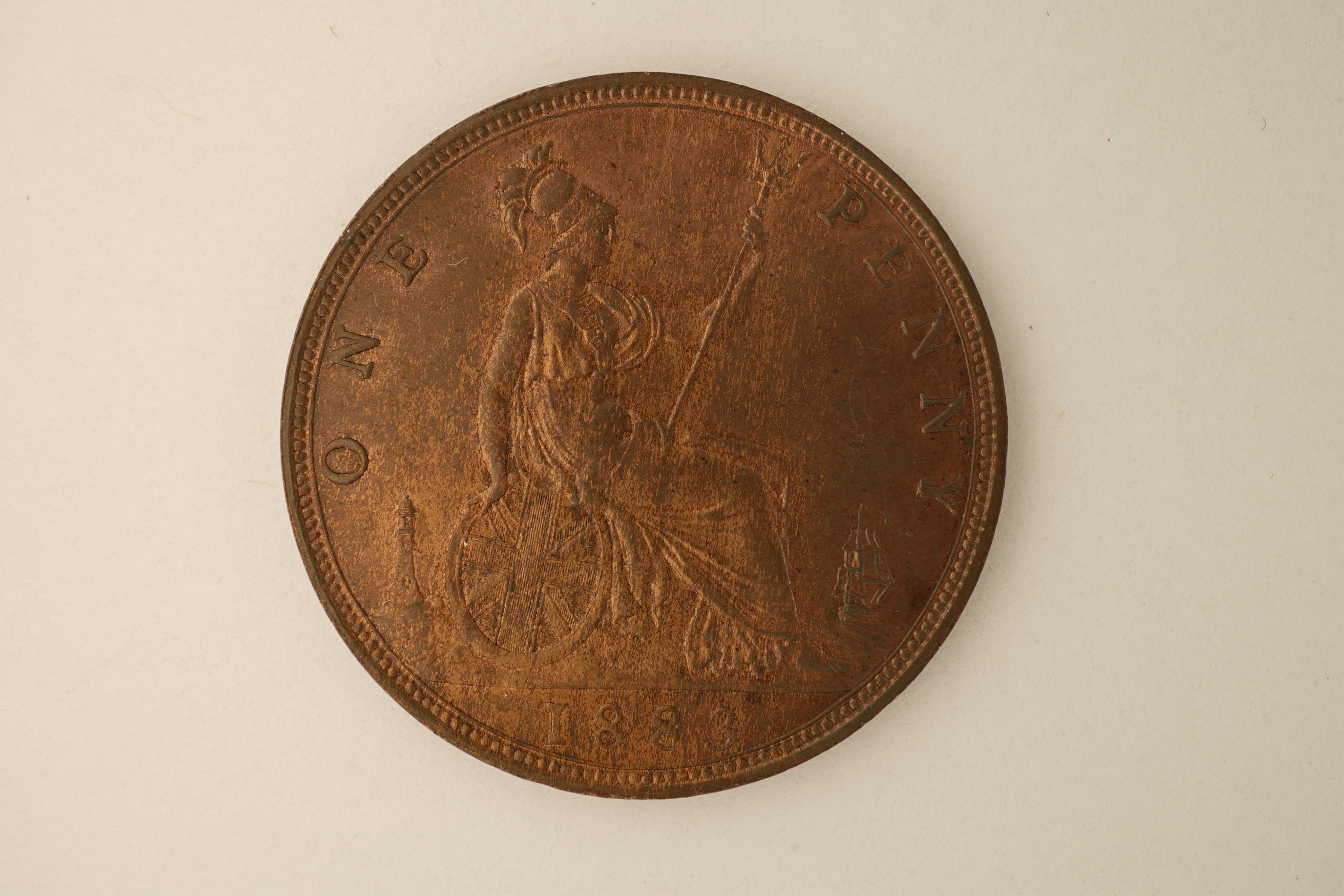 British coins, Victoria, four bronze pennies;, 1881, Fr. 102, Gouby dies M/k, light surface pitting to obv. otherwise near EF, dark toned, patches of lustre, 1882, H below date, Heaton mint, Fr. 115, Gouby dies R/r, cris